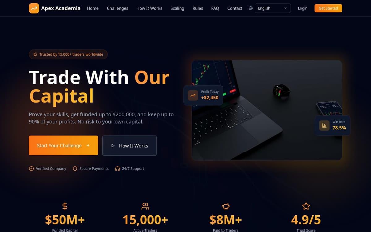 Apex Academia landing page