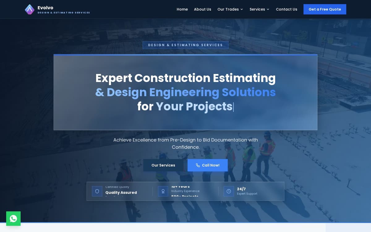 Evolvo construction estimating hero