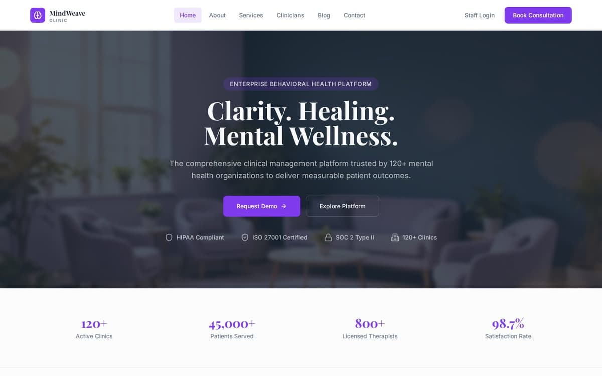 MindWeave Clinic mental wellness hero