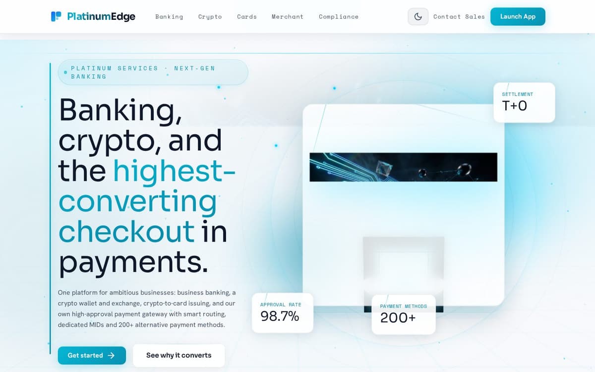 Platinum Edge banking and payments hero