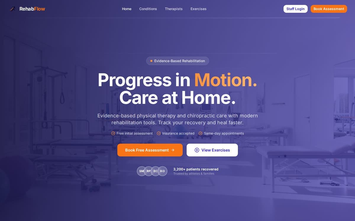 RehabFlow home care therapy platform