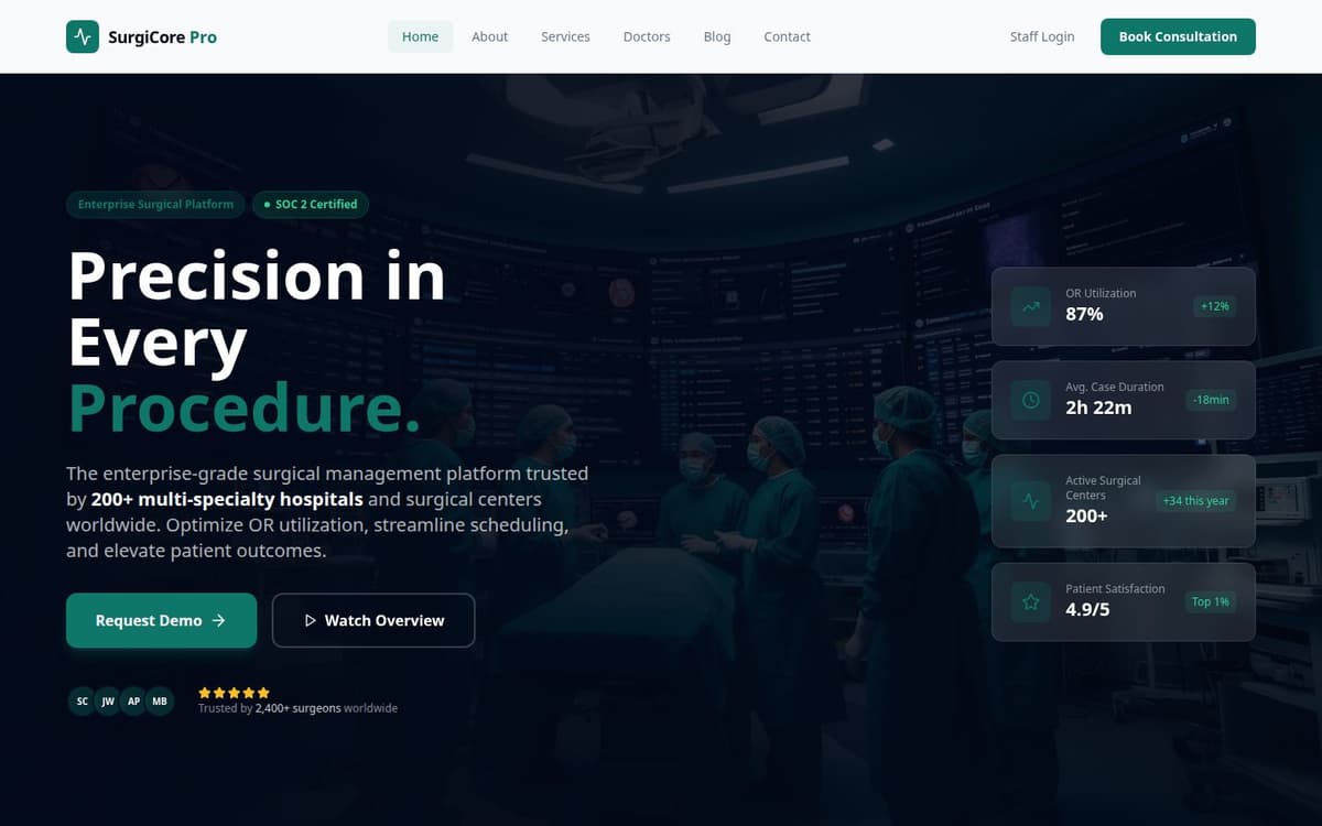 SurgiCore Pro surgical management hero