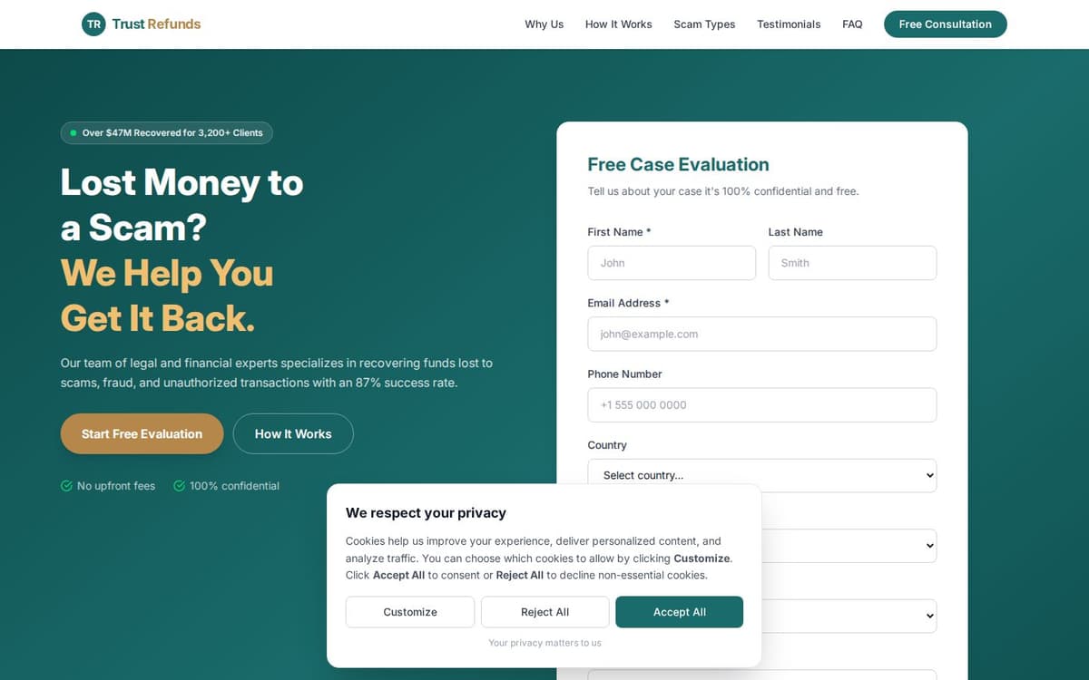 Trust Refunds fund recovery hero