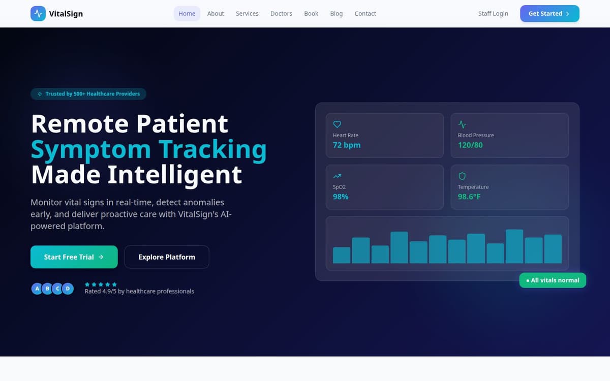 Vital Monitor patient tracking dashboard